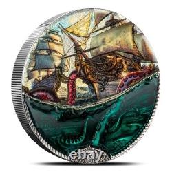 2025 3 oz Antique Cook Islands Silver Underwater Fantasy Sea Monster Coin