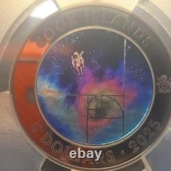 2025 $5 Universe Of Knowledge Colorized Glass 1oz Silver Pcgs Ms70 Cook Island