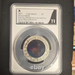 2025 $5 Universe Of Knowledge Colorized Glass 1oz Silver Pcgs Ms70 Cook Island