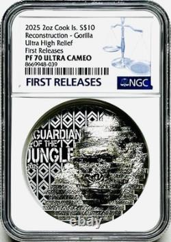 2025 COOK ISLANDS SILVER 2oz $10 RECONSTRUCTION GORILLA NGC PF70 FIRST RELEASE