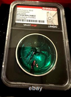 2025 Cook Is. S$10 Arachnophobla High Relief Pf70 Ultra Cameo
