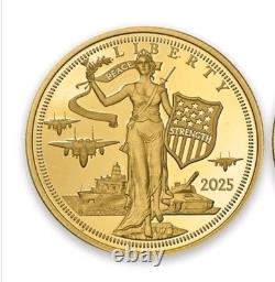 2025 Cook Island. 999 Gold Coin Peace Through Strength Modern Liberty