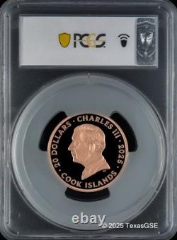 2025 Cook Islands $20 3oz Silver Dunescape Red Gold Colored PCGS PR70 First Day
