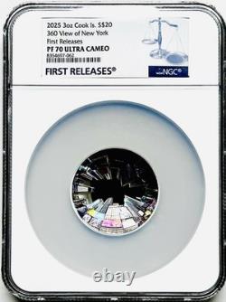 2025 Cook Islands 3oz SILVER $20 360° VIEW OF NEW YORK NGC PF70 UCAM UHR FR