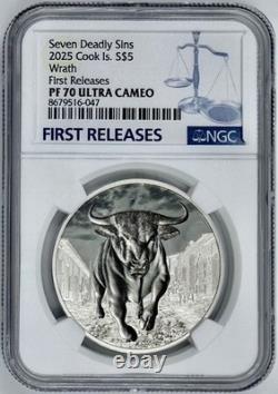 2025 Cook Islands $5 1 oz Silver 7 Deadly Sins Wrath NGC PF70 First Releases