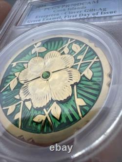 2025 Cook Islands $5 1oz Gilt Silver Evergreen Clover PCGS PR70 First Day