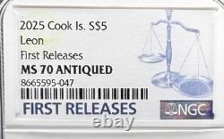 2025 Cook Islands $5 NGC SP70 Leon. 999 Silver Coin Antique Finish 1 of 52 Mint