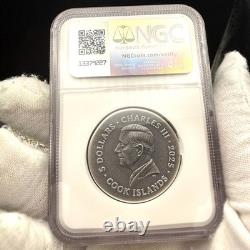 2025 Cook Islands $5 NGC SP70 Leon. 999 Silver Coin Antique Finish 1 of 52 Mint
