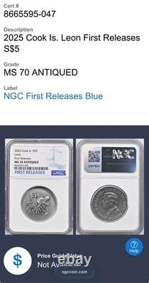 2025 Cook Islands $5 NGC SP70 Leon. 999 Silver Coin Antique Finish 1 of 52 Mint