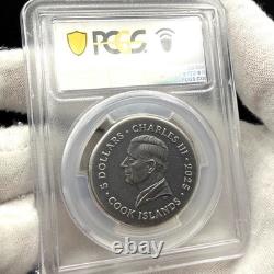 2025 Cook Islands $5 PCGS SP70 Leon. 999 Silver Coin Antique Finish 1 of 50 Mint
