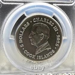 2025 Cook Islands $5 PCGS SP70 Leon. 999 Silver Coin Antique Finish 1 of 50 Mint