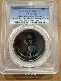2025 Cook Islands ARACHNOPHOBIA, PCGS PR70, 2 oz. Silver Colorized/Enameled