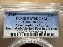 2025 Cook Islands ARACHNOPHOBIA, PCGS PR70, 2 oz. Silver Colorized/Enameled
