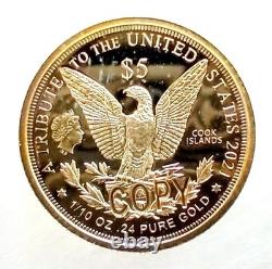 2025 Cook Islands Morgan $5 Gold Proof? 1/10 oz. Of 24% Gold