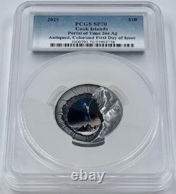 2025 Cook Islands Silver 2 Oz $10 Portal of Time PCGS SP70 First Day Issue UHR