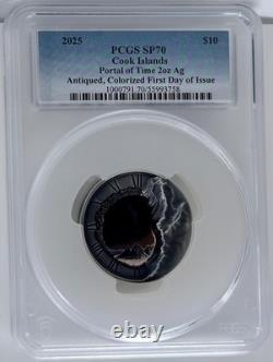2025 Cook Islands Silver 2 Oz $10 Portal of Time PCGS SP70 First Day Issue UHR