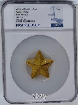 2025 Cook Islands Silver $5 Winter Forest Ornament Gilt Silver NGC MS 70 FR