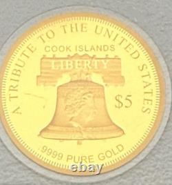 2025 Cook Islands Statue of Liberty. 9999 Fine Gold $5 Coin Great Condition Too