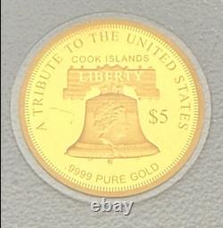 2025 Cook Islands Statue of Liberty. 9999 Fine Gold $5 Coin Great Condition Too