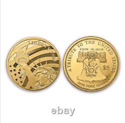 2025 Cook Islands Statue of Liberty. 9999 Pure Gold $5 Coin