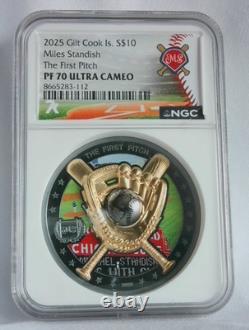 2025 Cook Islands The First Pitch 2 Oz Silver Gilt Color NGC PF70 UC Miles Stand