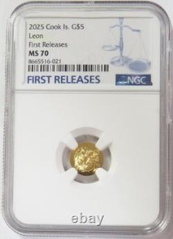 2025 Gold Cook Islands $5 Leon Lion Ngc Ms 70 First Releases