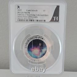 2025 PCGS MS70 Cook Islands 2 oz Silver Colorized Glass Seven Pillars Humanity
