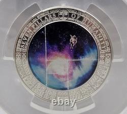 2025 PCGS MS70 Cook Islands 2 oz Silver Colorized Glass Seven Pillars Humanity