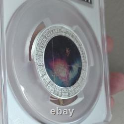 2025 PCGS MS70 Cook Islands 2 oz Silver Colorized Glass Seven Pillars Humanity
