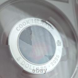 2025 PCGS MS70 Cook Islands 2 oz Silver Colorized Glass Seven Pillars Humanity