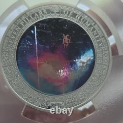 2025 PCGS MS70 Cook Islands 2 oz Silver Colorized Glass Seven Pillars Humanity