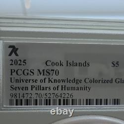 2025 PCGS MS70 Cook Islands 2 oz Silver Colorized Glass Seven Pillars Humanity