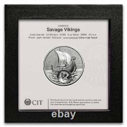 2026 Cook Islands 3 oz Silver Savage Vikings Proof (with Box & COA)