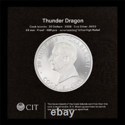 2026 Cook Islands 3 oz Silver the Thunder Dragon Coloured Proof Coin
