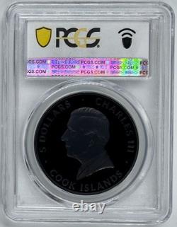 2026 Cook Islands $5 1 Oz Silver Obsidian Black Wave PCGS PR70 FDOI Black Proof