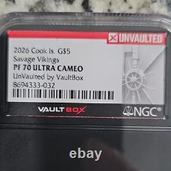 2026 Cook Islands G$5 Savage Vikings Unvaulted VaultBox NGC PF70 UC 8694333-032