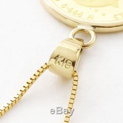 24K Fine Gold 1/30oz Cook Islands $4 Dolphin Coin Pendant 10K Gold Chain 17.75