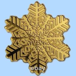 24K GOLD SNOWFLAKE 1/2 Gram 13.92mm Winter & Christmas Coin COOK ISLANDS $5