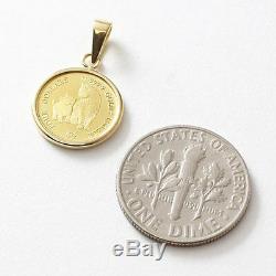 24K Gold 1/30oz Cook Islands $4 Micio Micia Cat Coin Pendant with10K Chain 17.75