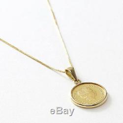 24K Gold 1/30oz Cook Islands $4 Micio Micia Cat Coin Pendant with10K Chain 17.75