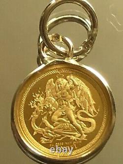 24ct Pure Solid Gold Pendant Angel and Dragon 750.9999 Gold