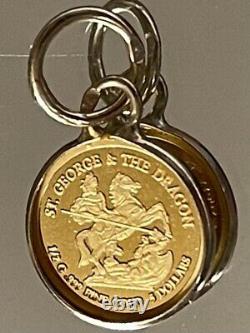 24ct Pure Solid Gold Pendant St George & The Dragon. 750.999 Gold