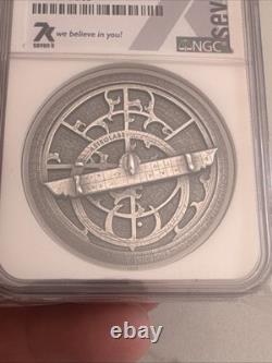 2oz Silver 2023 Cook Is. S$10 Astrolabe MS70 Antiqued Only 1500 Minted