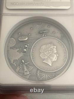 2oz Silver 2023 Cook Is. S$10 Astrolabe MS70 Antiqued Only 1500 Minted