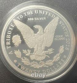 3 Troy Oz. 999 Silver Bullion, Cook Islands, $20 Dollar,'64 Morgan Dollar Coin