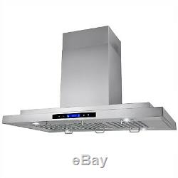 36 Island Mount Range Hood Touch Screen Display Stainless Steel Cooking