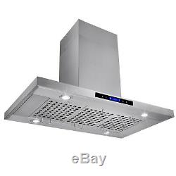 36 Island Mount Range Hood Touch Screen Display Stainless Steel Cooking