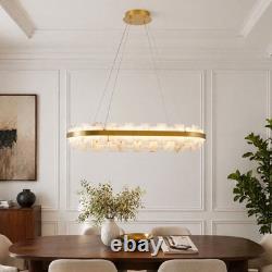 37 Alabaster LED Pendant Light Oval Brass Finish Chandelier Dimmable Fixture UL