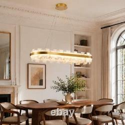 37 Alabaster LED Pendant Light Oval Brass Finish Chandelier Dimmable Fixture UL