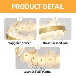 37 Alabaster LED Pendant Light Oval Brass Finish Chandelier Dimmable Fixture UL